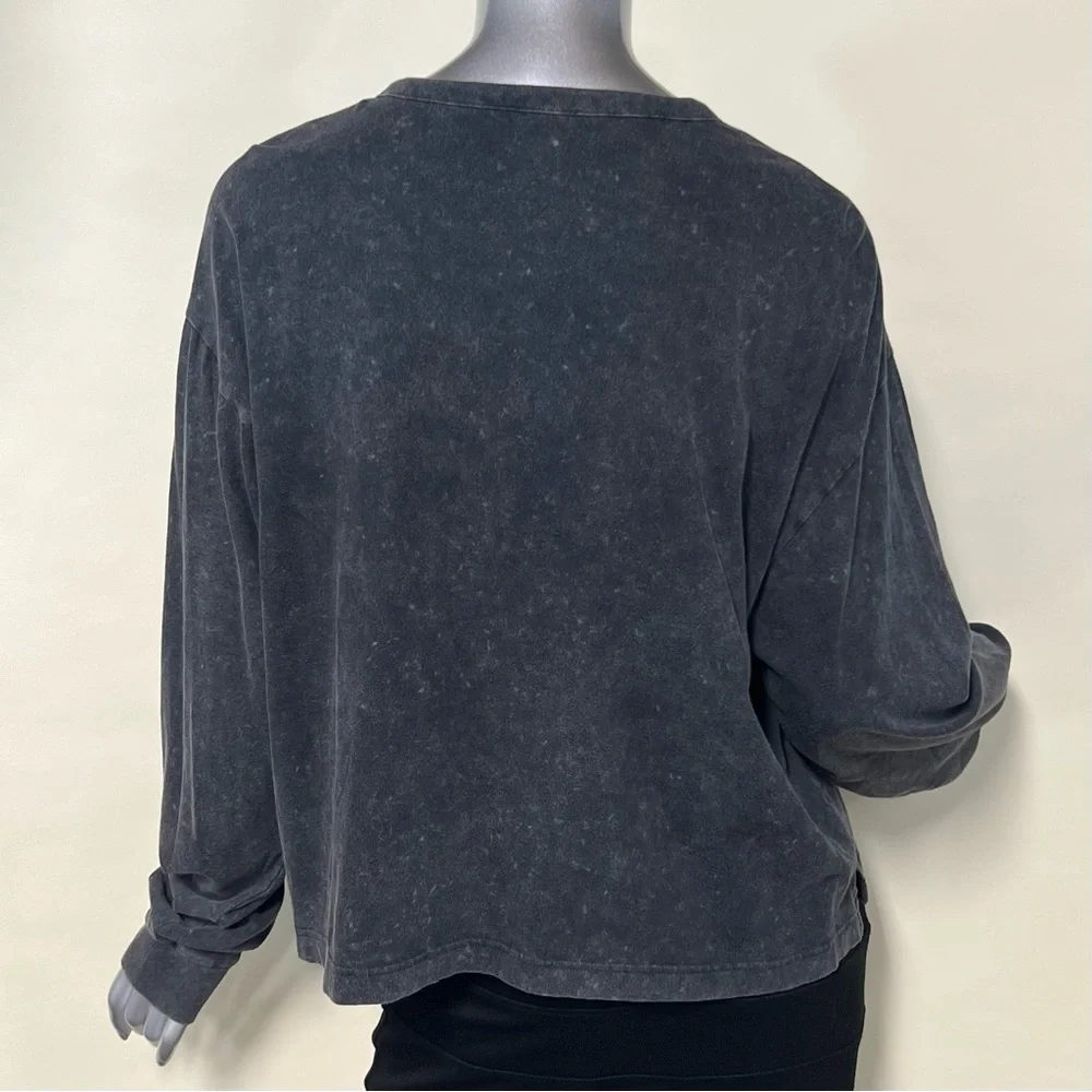 PINK Victoria’s Secret Women’s XL Grey Cotton Tee Boxy Henley T Shirt